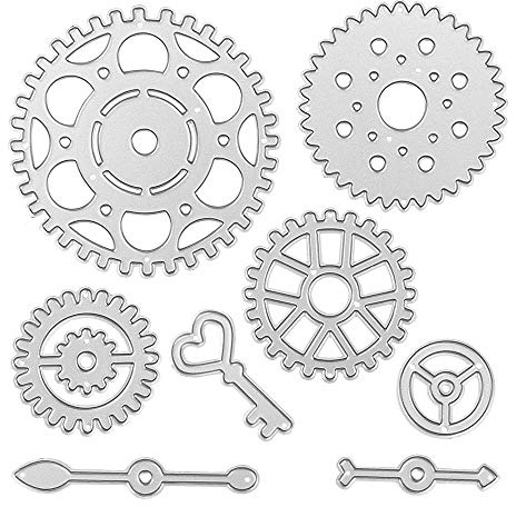 Metal Five Pieces Gear Cutting Dies,Gear Die Cuts Embossing Stencils Template Mould for DIY Scrapbooking Album Decorative Paper Dies Card Making