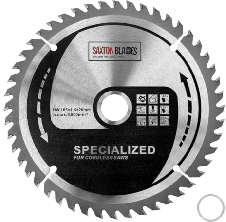 Saxton 165mm Circular Wood Saw Blade Compatible with Milwaukee 15.87mm Ring (165mm x 48T 15.87mm Ring)
