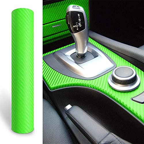 Silence Shopping Carbon Fiber Vinyl Wrap for Cars DIY Roll Film Sticker Decal Adhesive Auto 3D Carbon Fiber Vinyl Wrap Sheet Decoration (Green)
