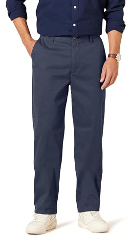 Amazon Essentials Men's Classic-Fit Wrinkle-Resistant Flat-Front Chino Pant, Navy, 46W x 32L