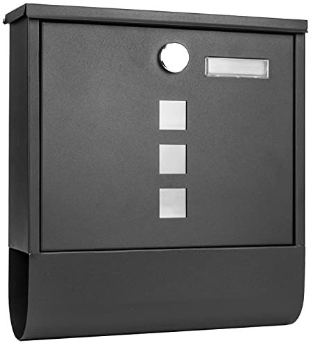 TekBox Mailbox Large Steel Wall-Mounted Parcel Post Letter Box with Keys (Dark Grey Mailbox)