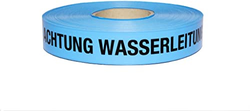Bemango Trassenwarnband Achtung Wasserleitung, Blau, 40 mm, 250 m | Polyethylen-Verbundfolie (PE), Schwarzer Druck