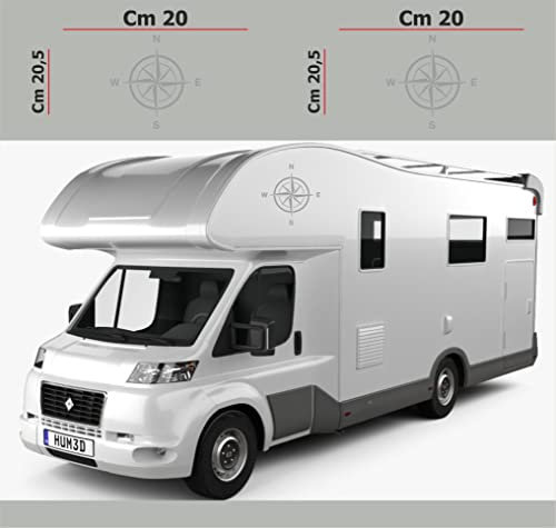 DualColorStampe Autocollants pour camping-car, compatibles avec Adria Arca Bürstner Carthago Chausson Elnagh Mclouis rose des vents caravane caravane code 0210 (gris)