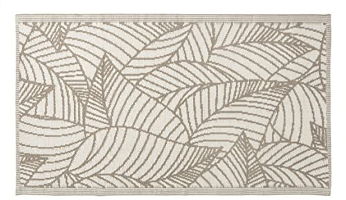 CB Home & Style Outdoor Teppich Raute Indoor Camping Terasse Balkon (90 x 150 cm, Blättertaupe)