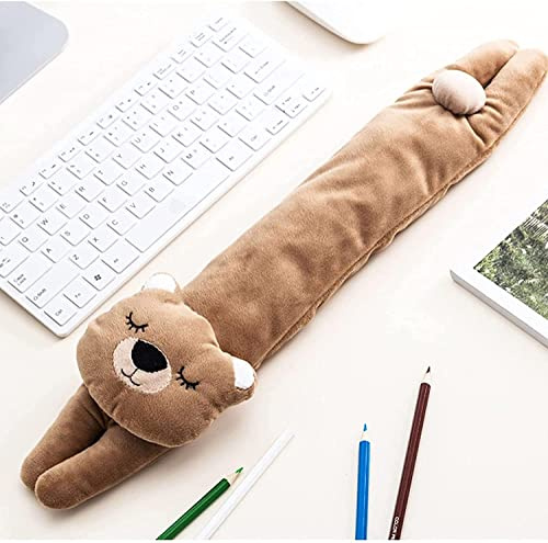 Repose-poignet pour clavier et tapis de souris ergonomique lavable - Pour canal carpien, employés de bureau, massage - Ours mignon de dessin animé - Marron - 47,8 cm