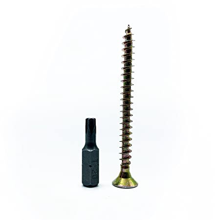 DOJA Barcelona | Spanplattenschrauben mit Torx Bit | 50 Holzschrauben Senkkopf 5x80mm + 1 T20 | Schrauben Set Stahl Verzinkt | Senkkopfschrauben Vollgewinde+Spitze | Spannplattenschrauben Flachkopf