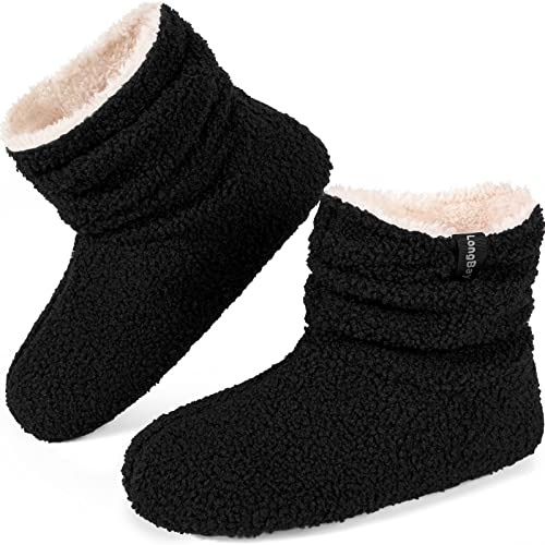 LongBay Women's Slippers Boots Warm Memory Foam Booties for Indoor Outdoor | Teddy Fleece Upper, Plush Fleece Lining, Memory Foam, Indoor Bedroom Relaxation, Machine Washable, Winter Wear, Ideal Gift