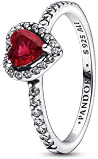 PANDORA Damen, Sparkling Elevated Heart Ring 198421C02-48, Rot