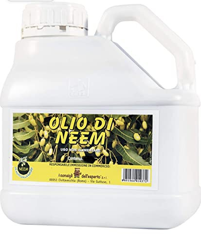 OLIO DI NEEM BIOLOGICO IDROSOLUBILE 5 LITRI CONTRO GLI INSETTI E PARASSITI DELL'ORTO E GIARDINO