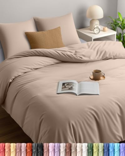 Utopia Bedding Funda Nordica Cama 180 - Microfibra Juego de Funda Nordica 240x260 cm y 2 Fundas de Almohada 65x65 cm (Beige)