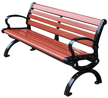 XIAOZHUANGXIONG Holzbank Massiv Garten Outdoor, Metallrahmen, Terrasse, Park, Wetterfeste Veranda-Bank, Natürliches Holz mit Armlehnen, Stabiler Veranda-Stuhl (Size : 150cm)