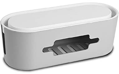 BONOOL Kabelaufbewahrungsbox, ABS-Stromnetz, Kabelbox, Ladegerät, Steckdosen-Organizer, Netzwerkleitung, Aufbewahrungsbox (Farbe: Grau)