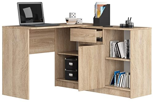 BDW 2-in-1 Schreibtisch- und Kommodenplatz-Set - Eckschreibtisch - Gaming Ecktisch - Office Desk - Schreibtisch Home Office - 120x79x129cm - Eiche Sonoma