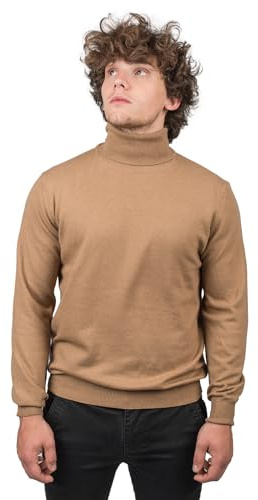 Dalle Piane Cashmere - Jersey de cuello alto de cachemira mixta, fabricado en Italia - Hombre, camel, M