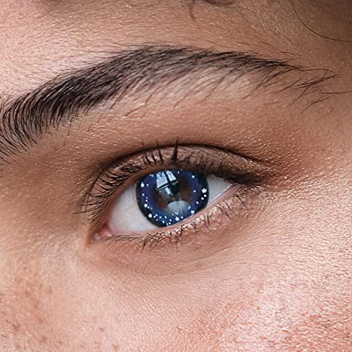Komfort-Kontaktlinsen Sehr stark deckende und naturfarbene Kontaktlinsen: Sternenhimmel,mit Behälter – 1 Paar (2 Stück) – DIA 14,20