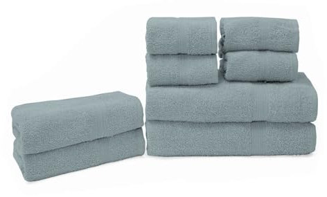 Leonardo Home - Set Asciugamani in Spugna 8PZ - 450 GSM, Composizione Set 4PZ 40x60cm + 2PZ 90x140cm + 2PZ 50x100cm, massimo comfort e morbidezza.