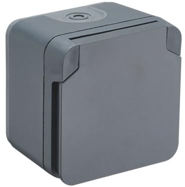 DEBFLEX - Cyklone - Prise Extérieure Etanche Complète - Prise Electrique Murale IP55 - Intérieur/Extérieur - Installation En Saillie - Anthracite - 75 x 75 x 55 mm