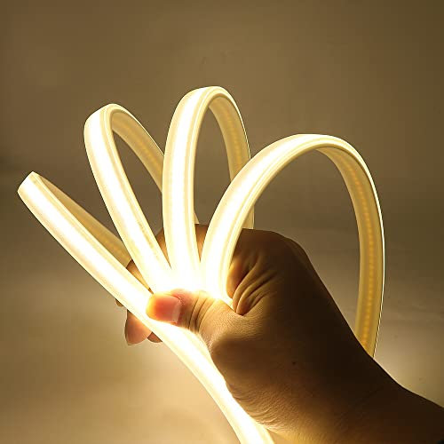HEGEHE COB LED Streifen, 230V 288leds/m Superhell Hohe Dichte IP65 Wasserdicht, kann alle 50cm Schneiden, Flex COB LED Lichtband Leiste für Schlafzimmer Küche DIY Innendekoration (Naturweiß, 8M)