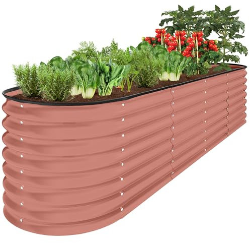 Best Choice Products 8x2x2ft Metal Raised Garden Bed, Oval Outdoor Deep Root Planter Box for Vegetables, Herbs w/ 4 Support Bars, 215 Gal Capacity - Terracotta