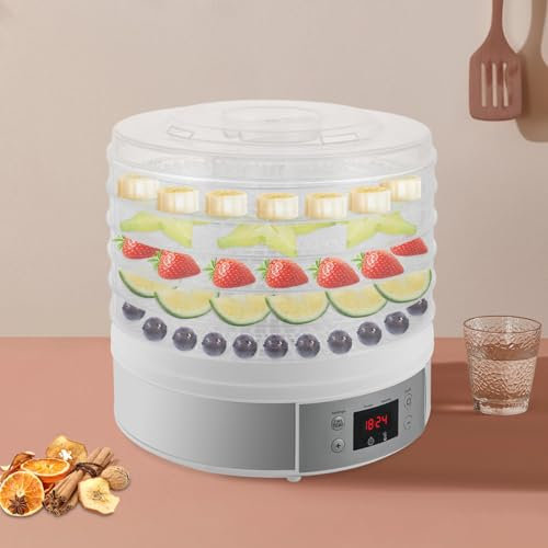 280W Lebensmittel-Dehydrator | 5 Ebenen | Trocknet Früchte, Fleisch, Fisch, Kräuter | Timer 0-72h. | Einstellbarer Temperaturbereich: 35-68℃ | BPA-frei | LED-Display | 28 * 26.8 cm |