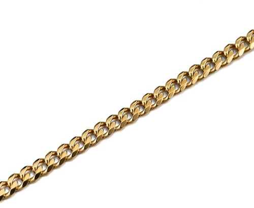 Mesnt Ketten Edelstahl Für Männer, 3MM Flache Kandare Kette Halskette aus Edelstahl für Herren Gold, Länge 60CM
