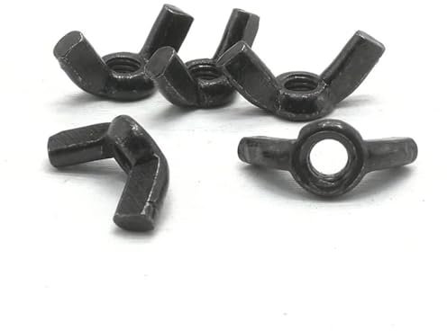 VekkEr Sicherungsmuttern, 10 Stück M3 M4 M5 M6 M8 M10 M12 Flügelmutter aus schwarzem Kohlenstoffstahl, Flügelmutter handfest anziehen (Farbe: Schwarz, Größe: M8) (Color : Black, Size : M8)