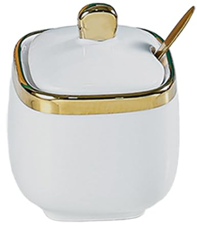 LOVIVER Zuccheriera in Ceramica Contenitore per Sale Scatola Moderna Scatola da Cucina Pentola per condimenti Barattolo per condimenti per Il bancone della, Quadrato Bianco