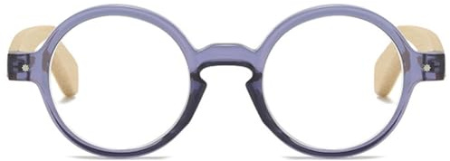 KOOSUFA Runde Lesebrille Damen Herren Bambusimitat Bügel Leicht Mode Federscharnier Nerdbrille Lesehilfen Sehhilfe Anti Müdigkeit Brille mit Stärke 0.0 1.0 1.5 2.0 2.5 3.0 3.5 4.0