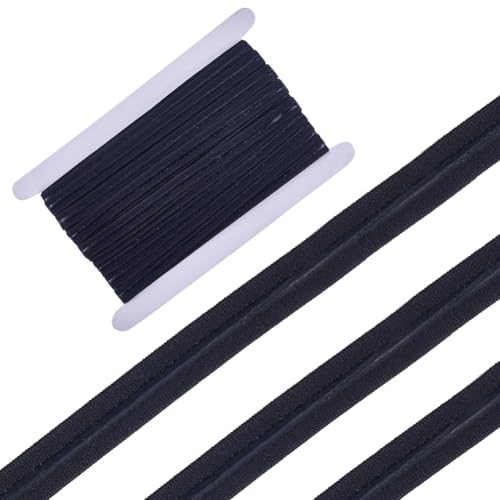GORGECRAFT Rollo de Cinta Elástica con Agarre de Silicona Cinta Elástica Plana Antideslizante de 10Yds*12mm con Correa Elástica de Goma de 5mm Correas de Fibra para Diadema Prendas Sombreros