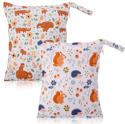 dusaniyali 2 Stück Wetbag Kindergarten Groß,Nasstasche Wet Bag Wickeltasche,Kindergarten Personalisiert Nasse und Trocken Nasstaschen Schwimmsachen Nassbeutel für Reisen Unterwegs