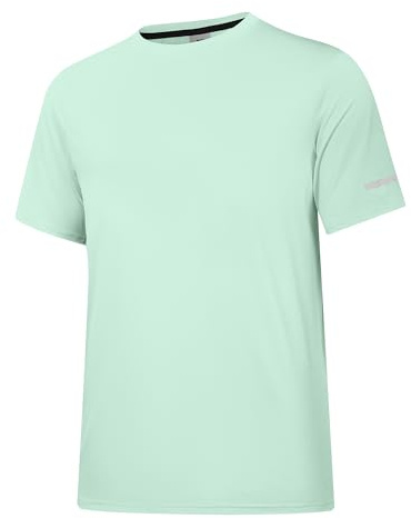 Holure Herren Rash Guard UPF 50+ Sonnenschutzkleidung Kurzarm-T-Shirts für Männer Leichte, schnell trocknende SPF UV Swim Surfing Tees Grün 05-M