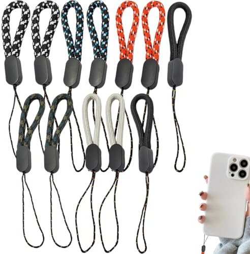 WeddHuis 12 Stück Verstellbare Finger Lanyard Nylon Fingerschlaufe Wrist Neck Lanyards Tragbare Handschlaufe für Handy, Kamera, Schlüssel, USB Sticks (4,3 Zoll)