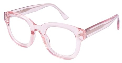 OuShiun Lesebrille mit Modischem Rahmen und Blaulichtfilter für Männer und Frauen, Federscharnier, Anti-Ermüdungs-Computer-Lesebrille, Blau, Rosa, Schwarz, Transparente Farbe