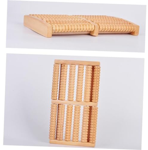 Holzfußrolle 6-reihig für Füße, Massagegerät zur Entspannung | Beige, Unterstützt die Durchblutung, Lockert Verspannte Muskeln, Belebt Müde Füße