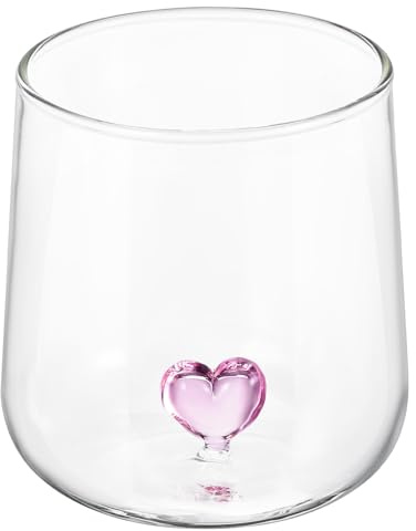 Alipis Liebesglas Glaswaren Gefiltertes Trinken Herz Luft Teeflasche Trinkflasche Wasserflasche Wasserbecher Klare Gläser Latte Becher Thermobecher Tassen Rosafarbenes Glas