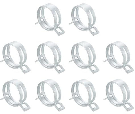 QUARKZMAN Colliers De Serrage Pour Tuyau silicone 35mm Argent Lot De 10 | d'Aspiration De Carburant/Silicone, à ressort Pneumatique Basse Pression, Pour Tuyau D'Huile Et D'Eau Automobile
