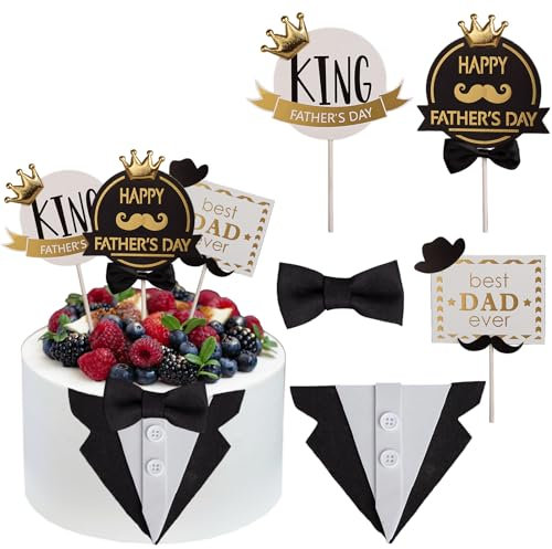 5 Pcs Best Dad Happy Birthday Cake Toppers For Men Happy Father's Day King Birthday Cupcake Toppers For Super Dad Husband Birthday Party Decorations Father's Day Supplies Decorations