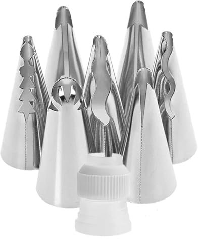 HLHLH Set di beccucci for pasticceria, 8/10 pezzi, set di beccucci russi for glassa, sac à poche riutilizzabili for glassa, fondente, strumento for decorare torte e dolci.(8pcs)