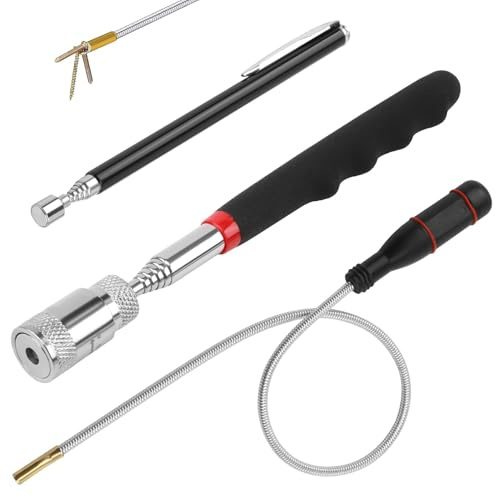 3 Pièces Forets de Tournevis Magnétiques Puissants Aimant Mecanique | Auto Kit d'Outils Barre Puissant Télescopiques Tige Aimantée, Récupérer Petites Clés Pièces Automobiles Objets Métalliques