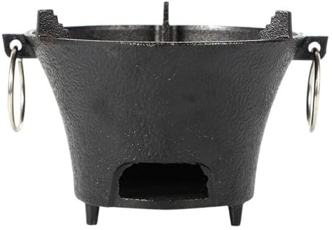 Barbecue à Charbon de Bois en Fonte, Barbecue à Charbon Portable, Accessoires de Cuisine en Plein air, réchaud à Charbon de Bois d'extérieur, pour Camping, Jardin, randonnée, Cuisine (16 cm/