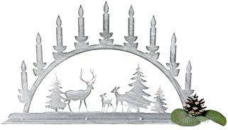 Schmucks HOME Hirsch Deko LED Schwibbogen Weihnachten Metall silber modern | beleuchtet Weihnachtsdeko Lichterbogen modern