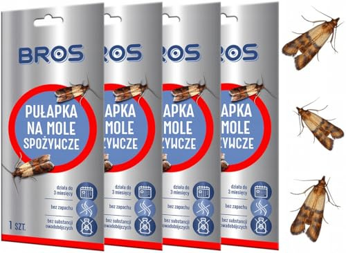 BROS MAX Food Moth Trap - Pack of 4 | Pheromone Trap Against Food Moths | Odourless, No Insecticides, Easy to Use