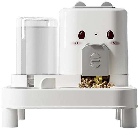 Kattmatautomat – 2-i-1 automatisk husdjursmatare, smart dispensering för vattenautomat för inomhus utomhus hemma dricka