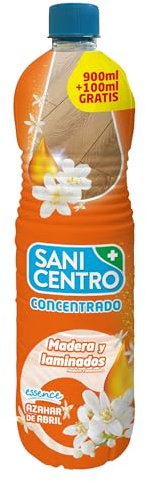 Sanicentro Essence Suelos y Superficies Maderas y Laminados | Protege el barniz y realza el brillo | Aroma Azahar de Abril | Sin huellas | Botella 1L