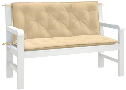 Frdhee Rückenkissen Stuhlkissen Eckbank Auflagen,Gartenbank Auflagen 2 STK. Melange Beige 120x50x7 cm Stoff,Auflage Für Sitzbank Gartenbank Gartenmöbel,Keine Montage Erforderlich