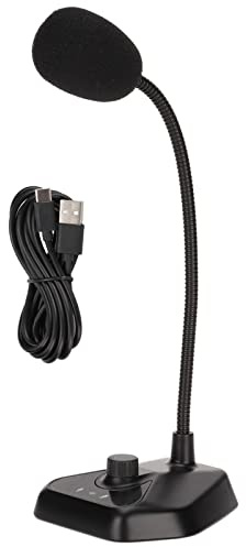 KPOYTWRDN Microphone col de Cygne Micro omnidirectionnel à 360 degrés, Microphone d'ordinateur USB, Micro à condensateur HiFi avec réduction du Bruit pour Ordinateur Portable PC,