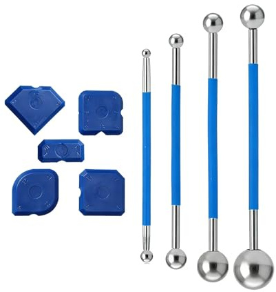 Lot de 9 lisseurs de joints en silicone - 4 extracteurs de billes métalliques et 5 lisseurs de joints en silicone - Kit d'outils de masquage pour carrelage de salle de bain et de cuisine