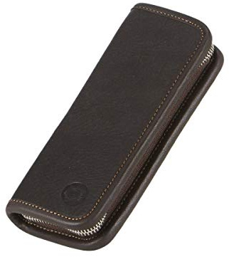 Sonnenleder Stiftetui Leder MÖRIKE mit 2 Füllerschlaufen Federtasche Etui für Füller mocca braun
