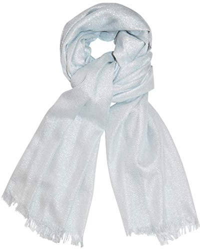 thb Richter XXL langer Schal mit Silk/Seiden-Feeling Halstuch Schals Glitzerschal SeidenweichTücher Stola Einfarbig uni Scarf 190cm X 95cm (Glitzerschal - Silbergrau)