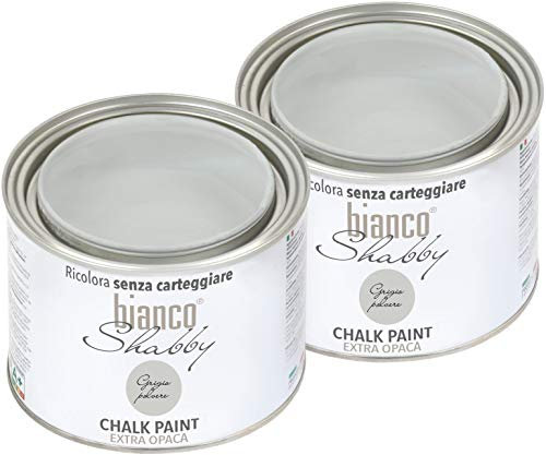 CHALK PAINT Grigio Polvere Pittura Shabby Chic Vintage per Mobili e Pareti EXTRA OPACO (2 x 500 ml)